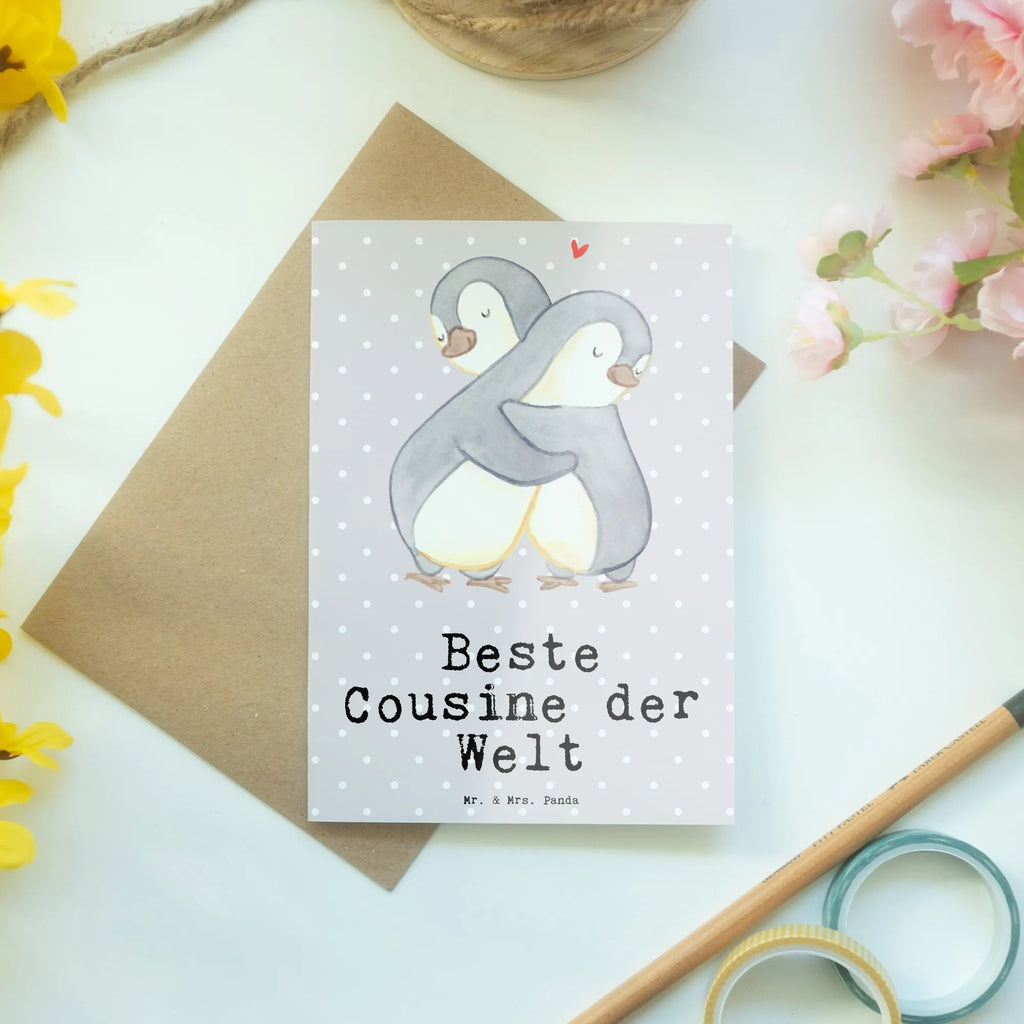 Greetings card penguin best cousin in the world greeting card, wedding card, folding card, invitation card, birthday card, for, thank you, gift, giving, birthday, birthday present, gift idea, souvenir, make you happy, gift tip, relatives, Cousin, family, cousin, daughter of uncle, daughter of aunt