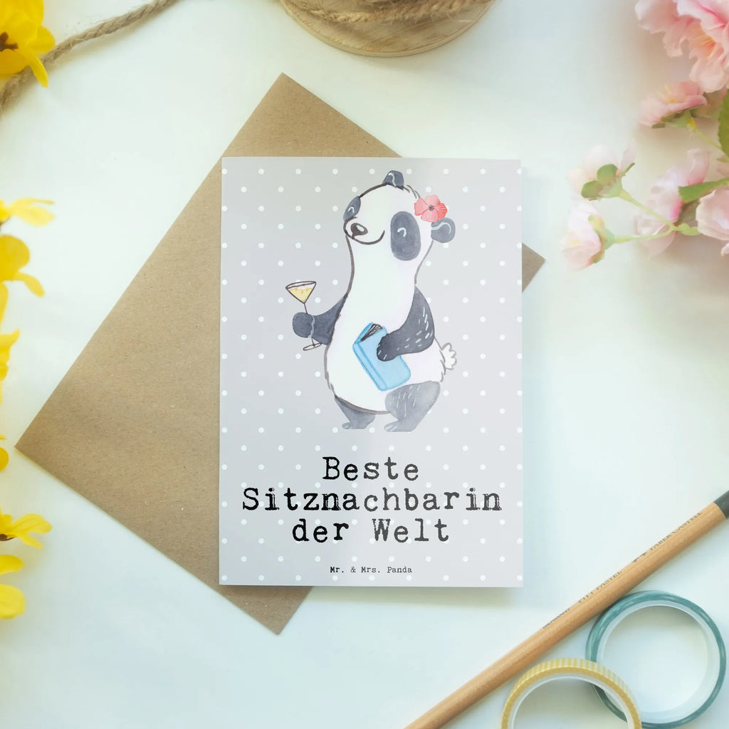 Greetings card panda Best seatmate in the world birthday card, folding card, wedding card, greeting card, invitation card, for, thank you, gift, giving, birthday, birthday present, gift idea, souvenir, make you happy, gift tip, college, school, best seat neighbor in the world, fellow student, world&#39;s best seat neighbor, seminar, chair neighbor, neighbor, table neighbor, Seat neighbor, classmate, university