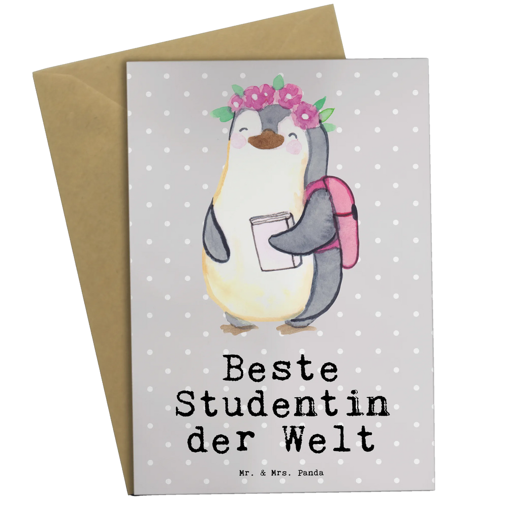 Greetings card penguin Best student in the world wedding card, birthday card, folding card, greeting card, invitation card, for, thank you, gift, giving, birthday, birthday present, gift idea, souvenir, make you happy, gift tip, fun, college, model student, students, alumni, student, university, study, humorous, funny, daughter, graduation