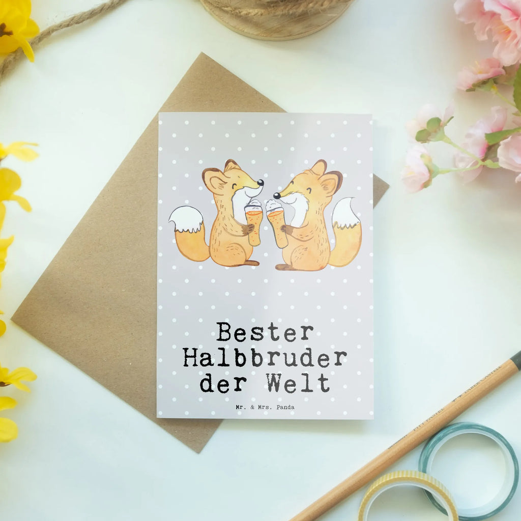 Grußkarte Fuchs Bester Halbbruder der Welt Karte, Klappkarte, Geburtstagskarte, Hochzeitskarte, Grußkarte, Glückwunschkarte, Einladungskarte, Ansichtskarten, für, Dankeschön, Geschenk, Schenken, Geburtstag, Geburtstagsgeschenk, Geschenkidee, Danke, Bedanken, Mitbringsel, Freude machen, Geschenktipp, Stiefgeschwister, Familie, Brother, Schwester, Stiefbruder, Bruderherz, Bester, Bruder, Kleinigkeit, Halbbruder, Stief, Geschwister, Brudi, Sohn