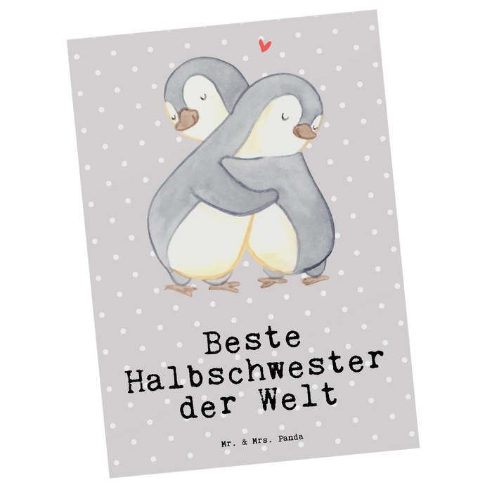 Postkarte Pinguin Beste Halbschwester der Welt