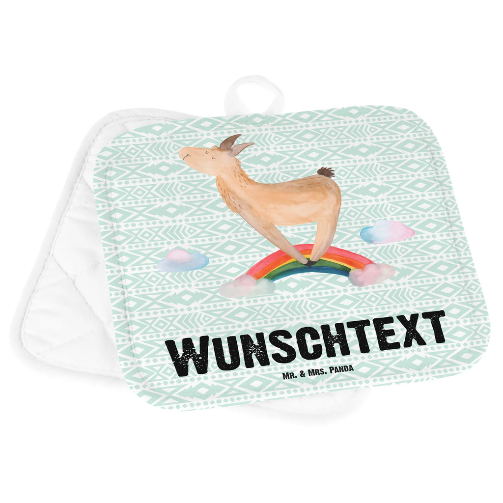 Spersonalizowane rękawice kuchenne lama tęcza Lama, Alpaka