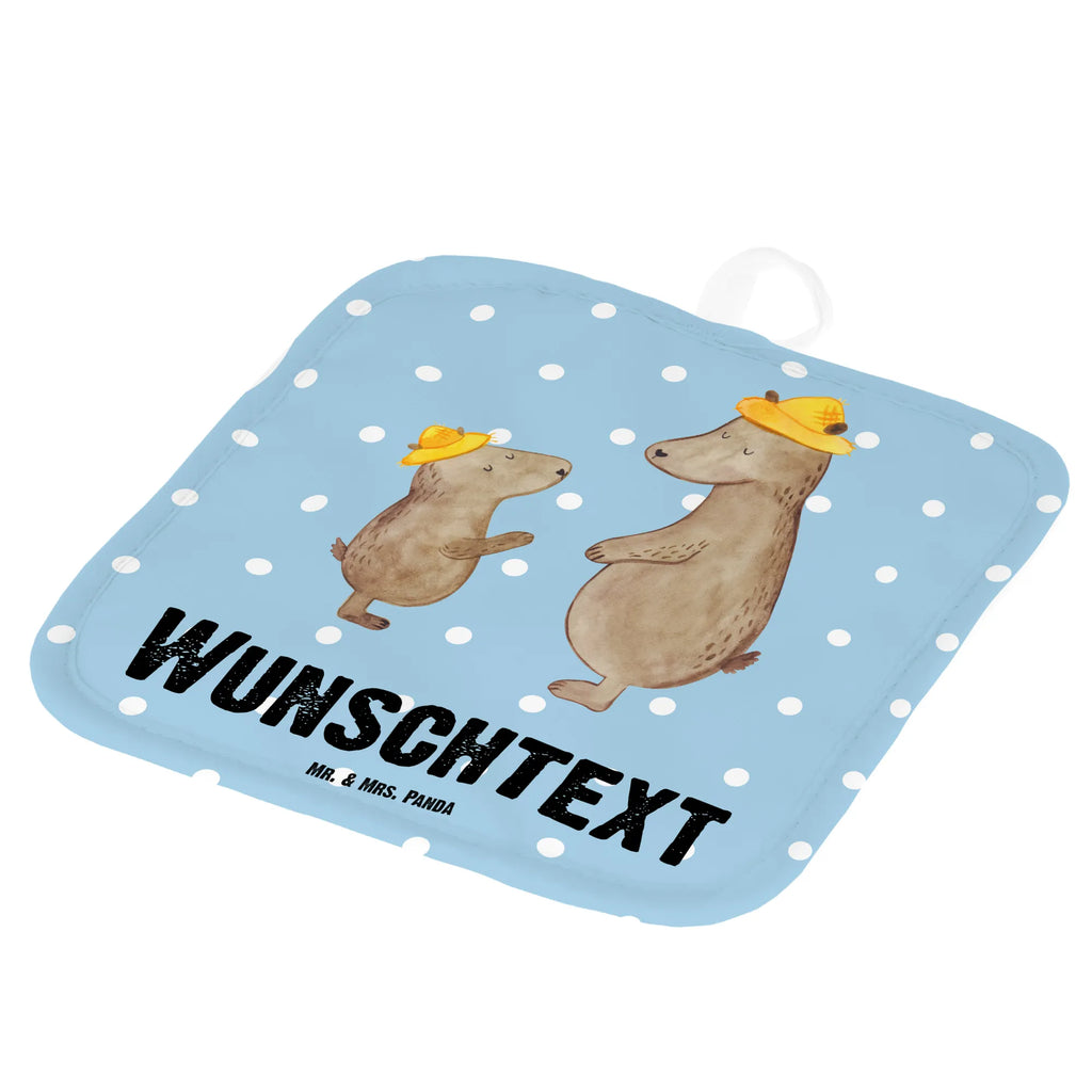 Personalised pot holder Bears with hats Family, Father's Day, Mother's Day, brother, sister, Mom, Dad, daddy, father-son, sons, family, child, role model, father's day, children, favourite person, bear, son, father, dad