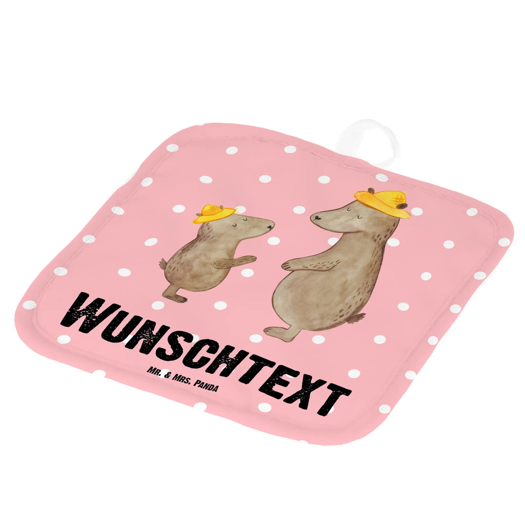 Personalised pot holder Bears with hats Family, Father's Day, Mother's Day, brother, sister, Mom, Dad, daddy, father-son, sons, family, child, role model, father's day, children, favourite person, bear, son, father, dad