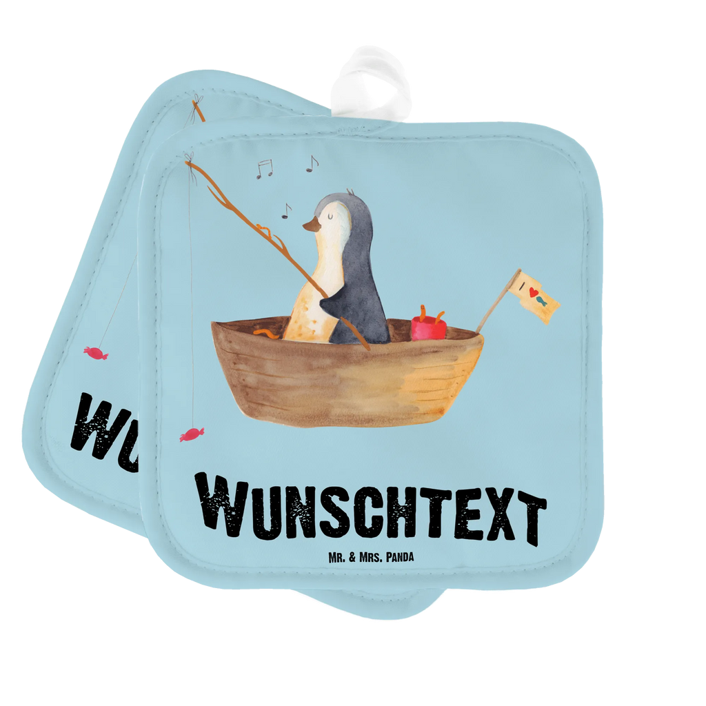 Personalisierte Topflappen Pinguin Angelboot Personalisierte Topfuntersetzer, Topflappen mit Namen, Personalisierter Ofenhandschuh, Topflappen Set personalisiert, Topflappen personalisiert, Namensaufdruck, Pinguin, Neuanfang, Motivation, Leben, Angelboot, Angeln, Trennung, Lebenslust, Pinguine, Boot, genießen, Geschenkidee Liebeskummer, Neustart, Scheidung