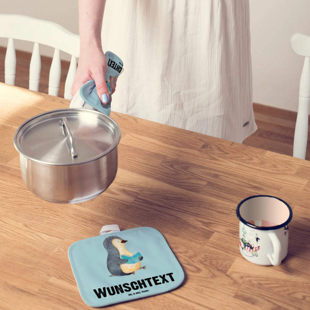 Personalised pot holder Penguin A book Penguin, North Pole, Winter, Penguins, doing nothing, holidays, leisure, book, vacation, reading, lazing around, bookworm, penguins
