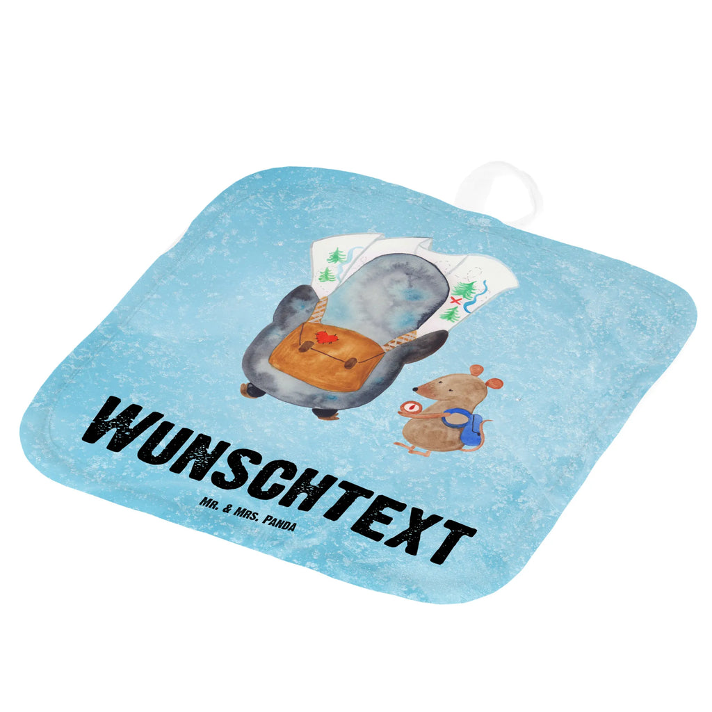 Personalisierte Topflappen Pinguin & Maus Wanderer Topflappen personalisiert, Topflappen Set personalisiert, Namensaufdruck, Personalisierter Ofenhandschuh, Personalisierte Topfuntersetzer, Topflappen mit Namen, Pinguin, wandern, Abenteuer, Ausflug, Wanderlust, Abenteurer, Pinguine, Roadtrip