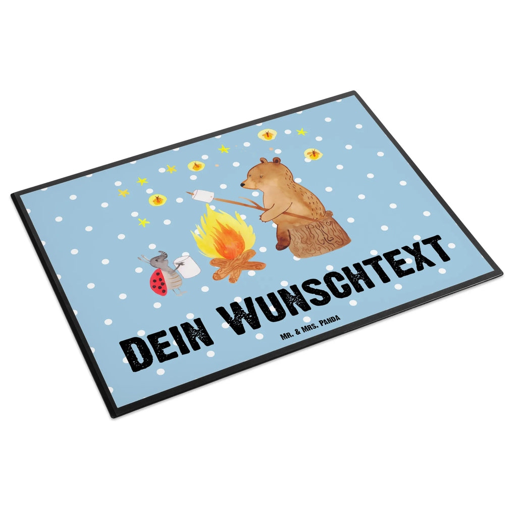 Personalizowana podkładka pod biurko Niedźwiedź i biedronka przy ognisku Niedźwiedź, Miś, Pluszowy miś