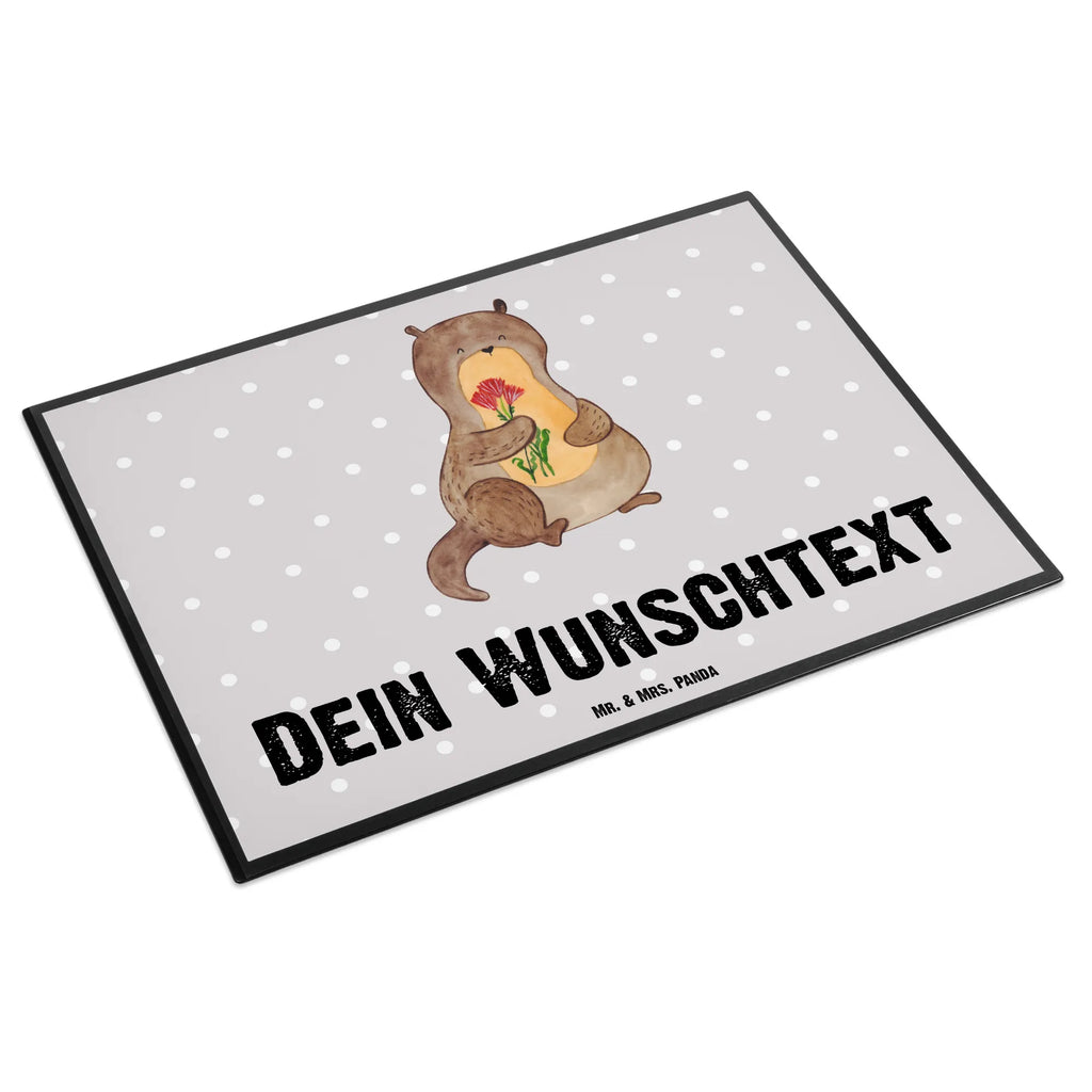 Personalised desk pad otter Bunch of flowers otter, marten, sea otter, European otter, water mammal, aquatic animal, baby otter, predator, water, otter gifts, animal lover, gift ideas for animal lovers, animal, mammal, water animal, gifts for people in love, Otter Sea Otter Lake Otter