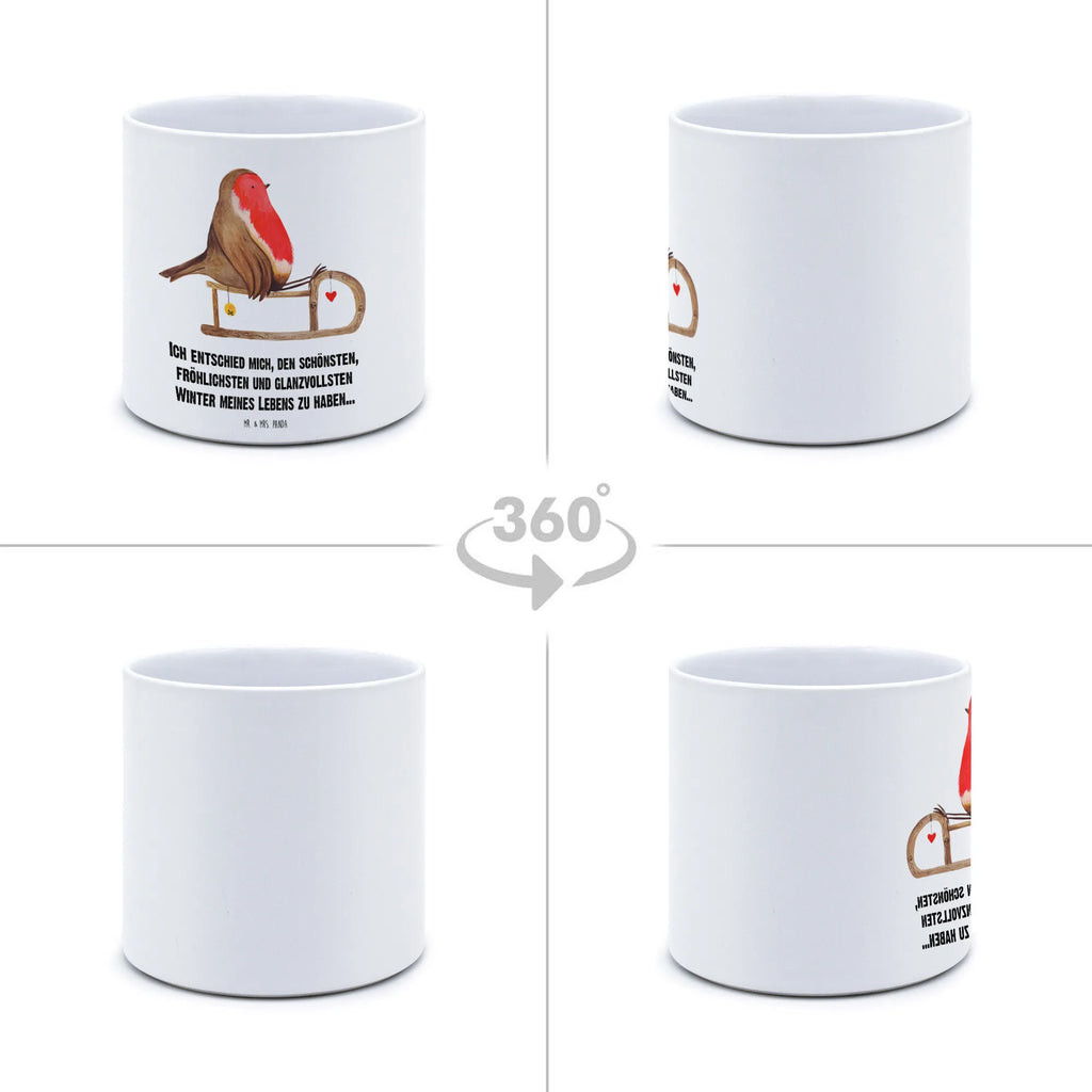 XL flower pot robin Sleds Winter, Christmas, Christmas time, snow, bird, sleigh