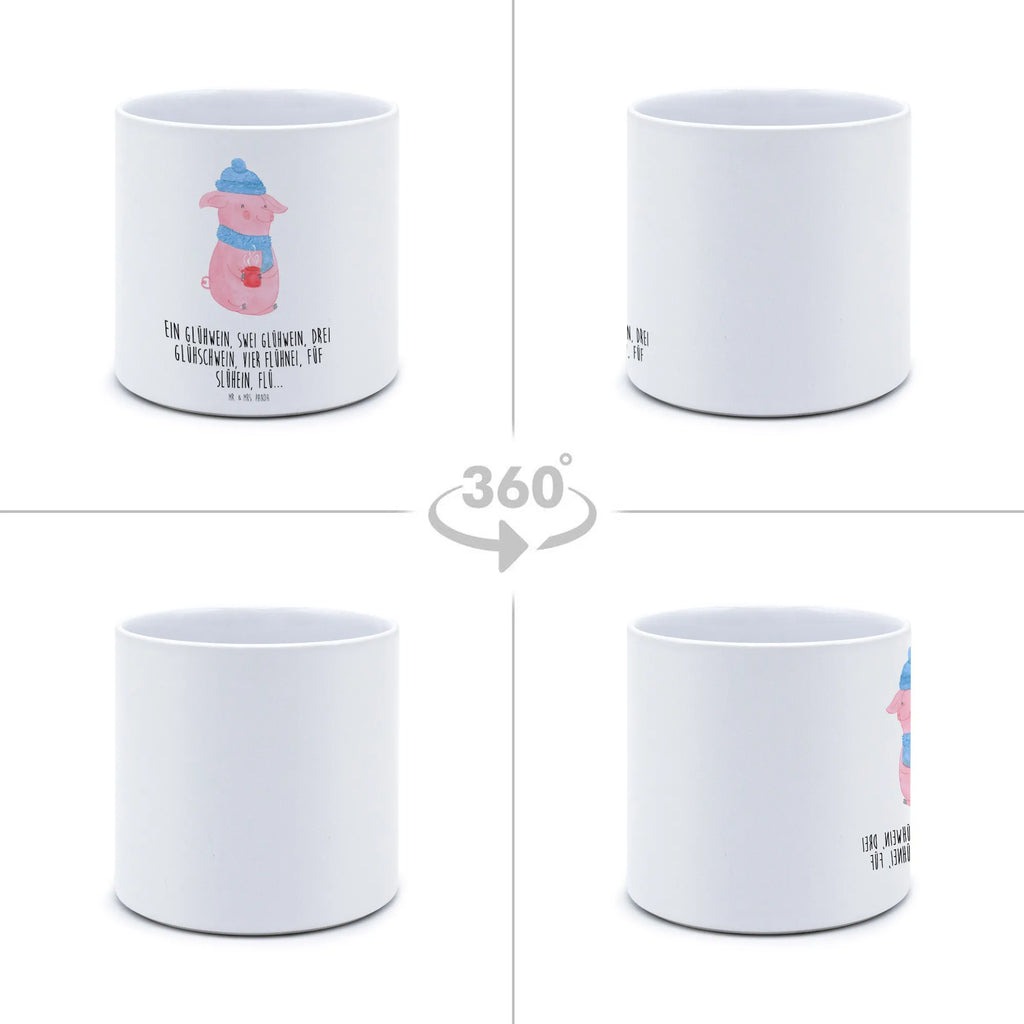 XL flower pot piggy Mulled wine Winter, Christmas, Christmas time, snow, Christmas market, saying, mulled wine, drunk