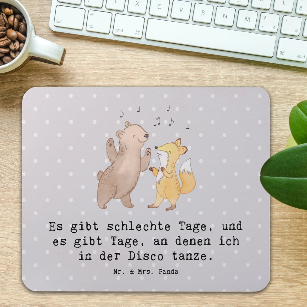 Mouse mat Bear &amp; Fox disco Computer zubehör, Mousepad, Mauspad Büro, Mauspad, Büroausstattung, Einzigartiges Mauspad, Mausunterlage, Designer Mauspad, Arbeitszimmer, PC Zubehör, Geschenk, Sport, Sportart, Hobby, Schenken, Danke, Dankeschön, Auszeichnung, Gewinn, Sportler, Clubs, Disco, Tanzstimmung, Nachtclub, Clubbing, Feiern, Tanzen