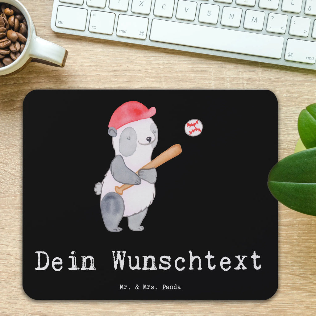 Personalised mouse mat panda playing baseball Gift, sport, hobby, giving, thank you, award, profit, athlete, play baseball, baseball games, baseball club, baseball field, ball sports, baseball match