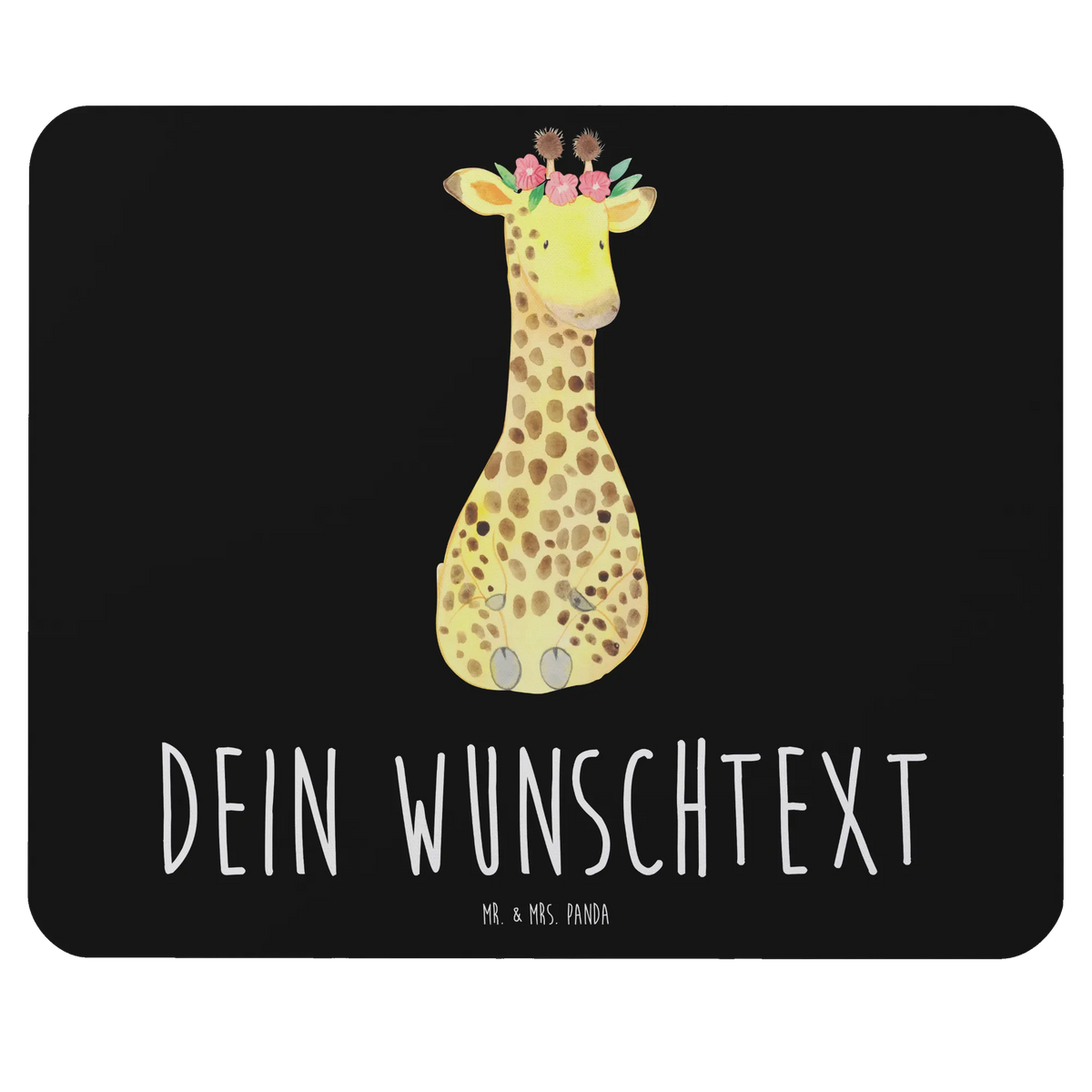 Personalised mouse mat giraffe flower wreath Africa, wreath of flowers, self-love, friend, adventurer