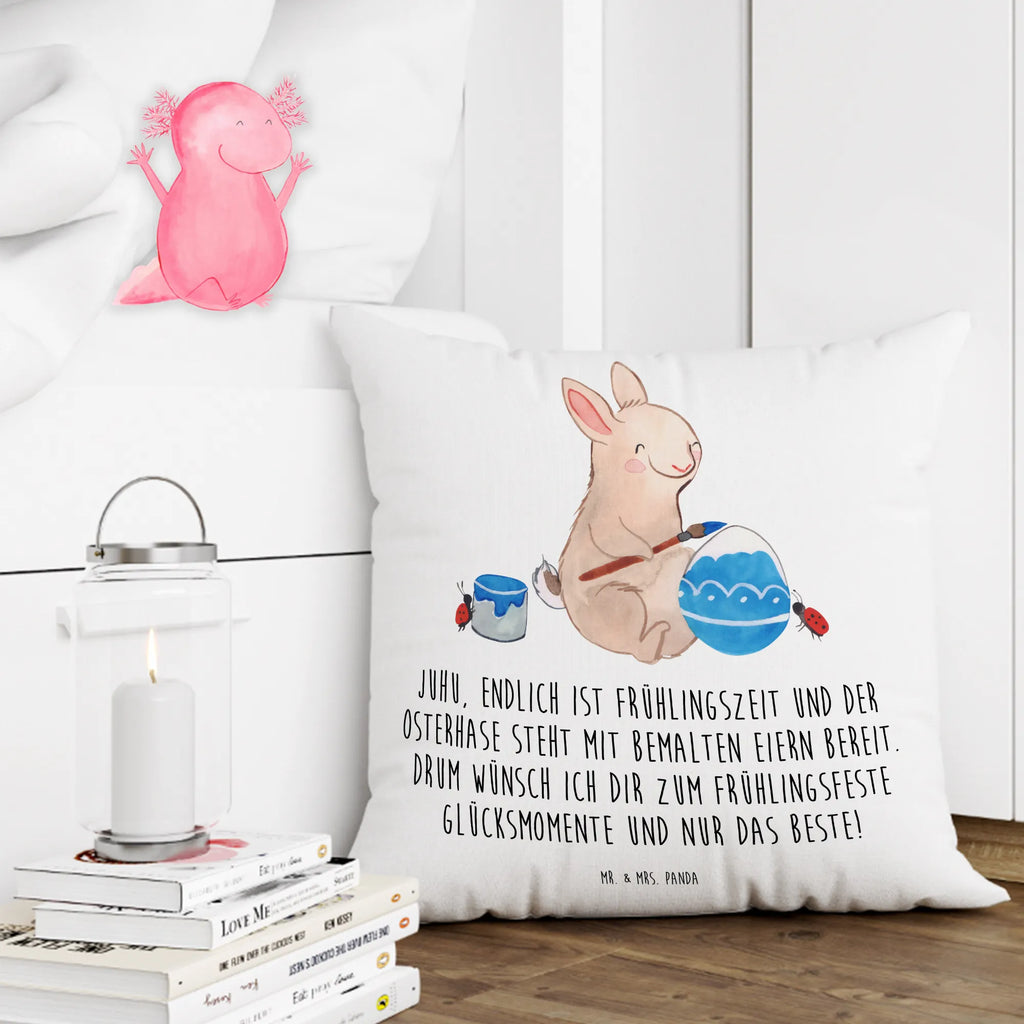 Cushion Hare ladybug fluffy, couch, settee, pad, sofa, bedroom, 40 x 40, Pillow, bed, soft, pillow case, pillows, 40x40, cushion, Easter, Easter bunny, picnicking, spring, spring greetings, bunny, Easter presents, spring fever, Easter greetings, Easter eggs, painting eggs