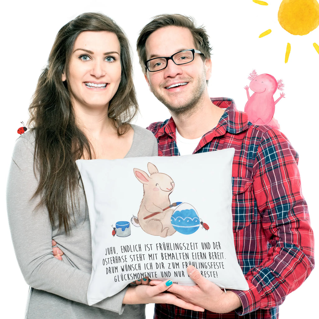 Cushion Hare ladybug fluffy, couch, settee, pad, sofa, bedroom, 40 x 40, Pillow, bed, soft, pillow case, pillows, 40x40, cushion, Easter, Easter bunny, picnicking, spring, spring greetings, bunny, Easter presents, spring fever, Easter greetings, Easter eggs, painting eggs