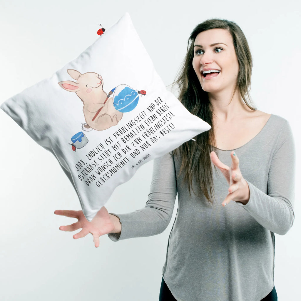 Cushion Hare ladybug fluffy, couch, settee, pad, sofa, bedroom, 40 x 40, Pillow, bed, soft, pillow case, pillows, 40x40, cushion, Easter, Easter bunny, picnicking, spring, spring greetings, bunny, Easter presents, spring fever, Easter greetings, Easter eggs, painting eggs