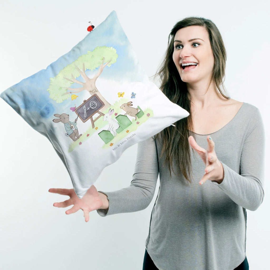 Cushion Easter rabbit school settee, Pillow, 40x40, bed, cushion, couch, 40 x 40, sofa, pillow case, pad, soft, pillows, fluffy, bedroom, Easter, Easter bunny