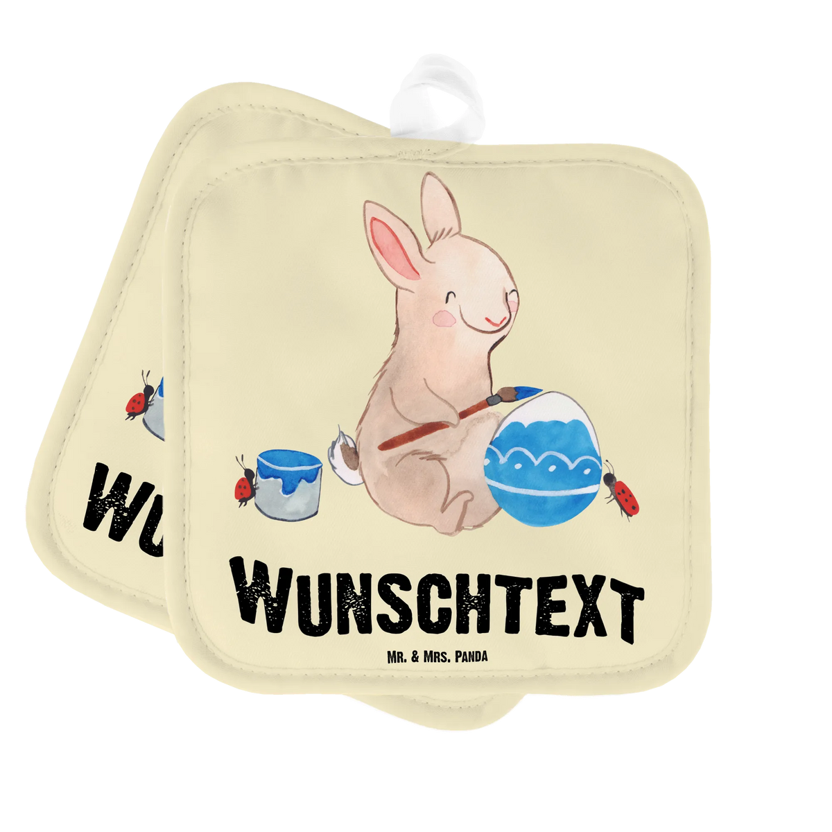 Personalised pot holder Hare ladybug Easter bunny, Easter greetings, bunny, Easter presents, spring, Easter eggs, picnicking, spring greetings, spring fever, painting eggs