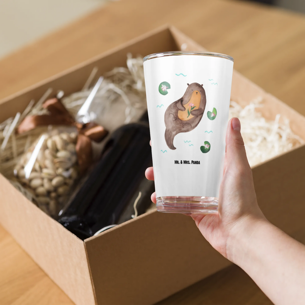 Premium drinking glass otter Water Lily highball glass, tumbler, glass, stemware, premium glassware, drinking glass, pint glass, barware, beer glass, dishwasher safe glass, lead-free crystal glass, water glass, cocktail glass, luxury drinking glass, otter, marten, sea otter, European otter, water mammal, aquatic animal, baby otter, predator, water, otter gifts, animal lover, gift ideas for animal lovers, animal, mammal, water animal, gifts for people in love