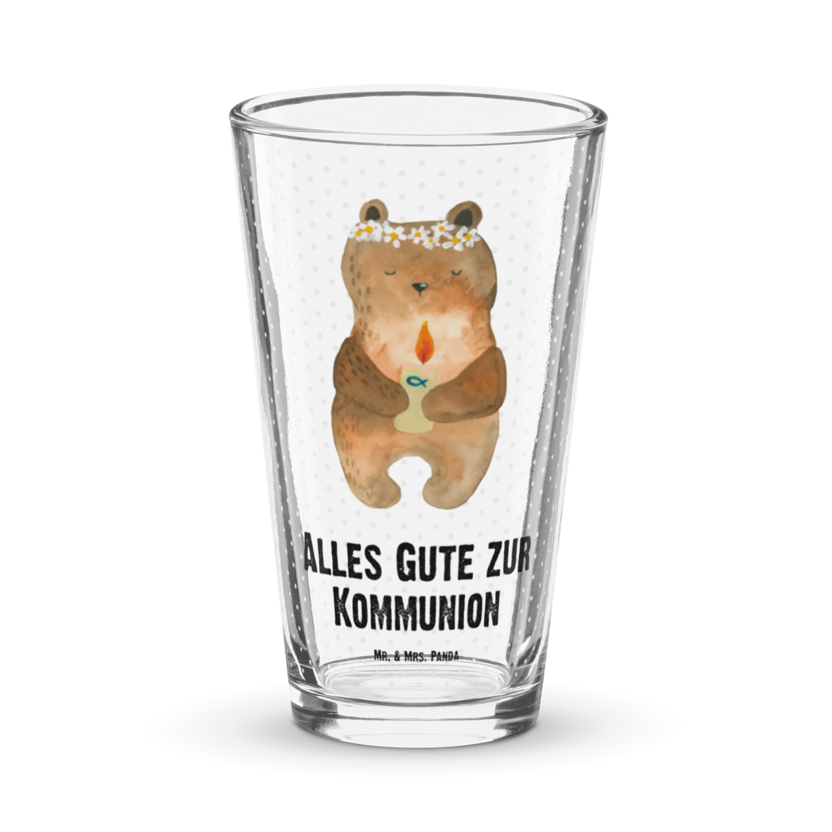 Premium drinking glass bear communion teddy bear, cuddly toy, catholic, God's blessing, baptismal candle, communion