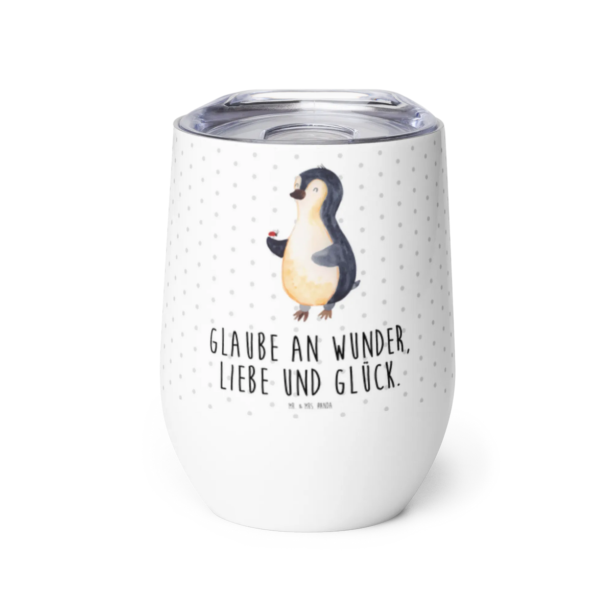 Wine cup Penguin ladybug premium wine tumbler, hot drinks, wine tumbler, wine travel tumbler, wine glasses, stemless wine glasses, mulled wine cup, wine goblet, portable wine cup, drinking cup, insulated tumbler, Penguin, North Pole, Winter, Penguins, love, wonder, penguins, joy, happiness, ladybird, joy of life
