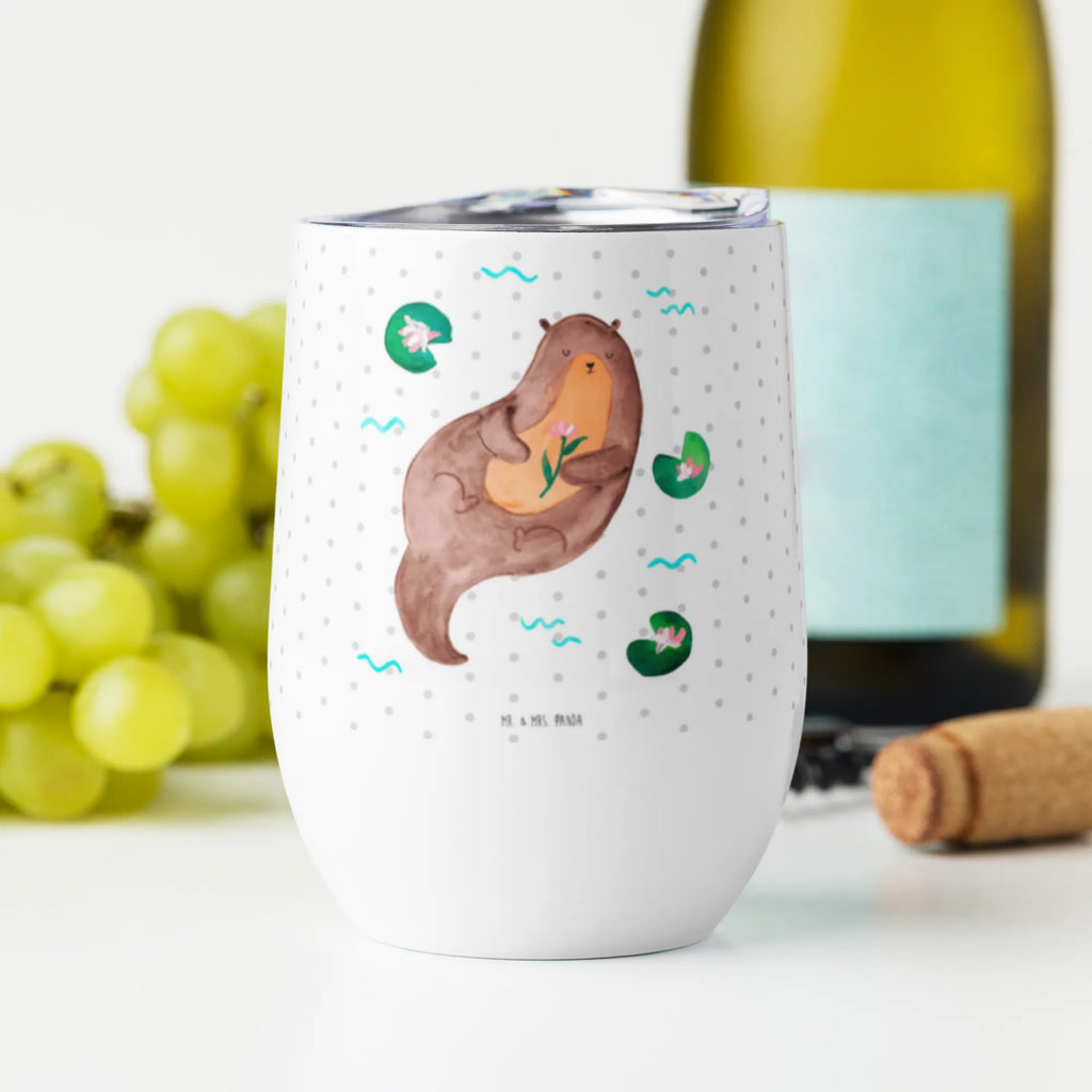 Wine cup otter Water Lily mulled wine cup, wine glasses, stemless wine glasses, wine tumbler, insulated tumbler, premium wine tumbler, portable wine cup, hot drinks, drinking cup, wine travel tumbler, wine goblet, otter, marten, sea otter, European otter, water mammal, aquatic animal, baby otter, predator, water, otter gifts, animal lover, gift ideas for animal lovers, animal, mammal, water animal, gifts for people in love