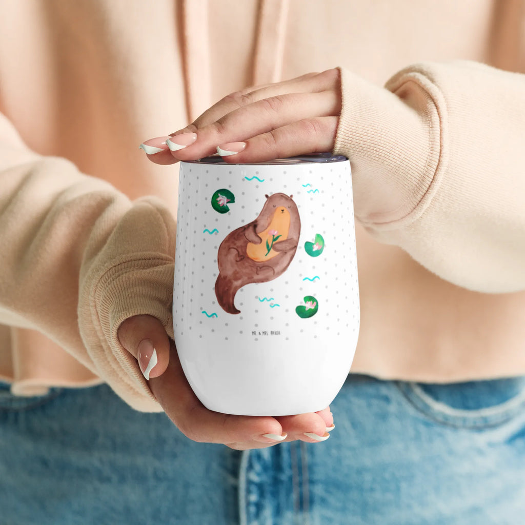 Wine cup otter Water Lily mulled wine cup, wine glasses, stemless wine glasses, wine tumbler, insulated tumbler, premium wine tumbler, portable wine cup, hot drinks, drinking cup, wine travel tumbler, wine goblet, otter, marten, sea otter, European otter, water mammal, aquatic animal, baby otter, predator, water, otter gifts, animal lover, gift ideas for animal lovers, animal, mammal, water animal, gifts for people in love