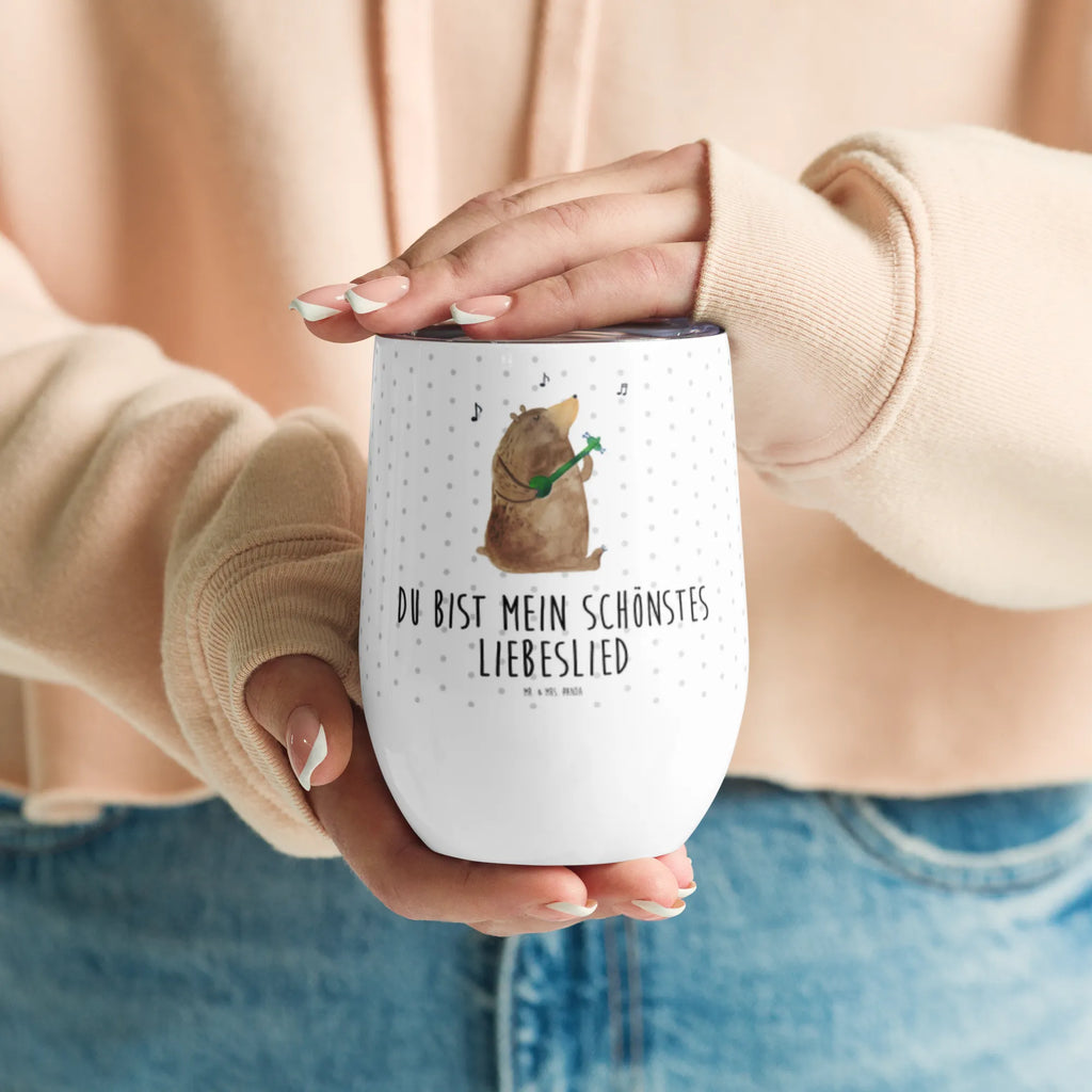 Wine cup bear song insulated tumbler, wine travel tumbler, drinking cup, wine goblet, hot drinks, mulled wine cup, wine tumbler, wine glasses, stemless wine glasses, premium wine tumbler, portable wine cup, bear, teddy, teddy bear, cuddly toy, valentine, love song, heart, Bear, song, saying, love, gift, woman, partner, girlfriend