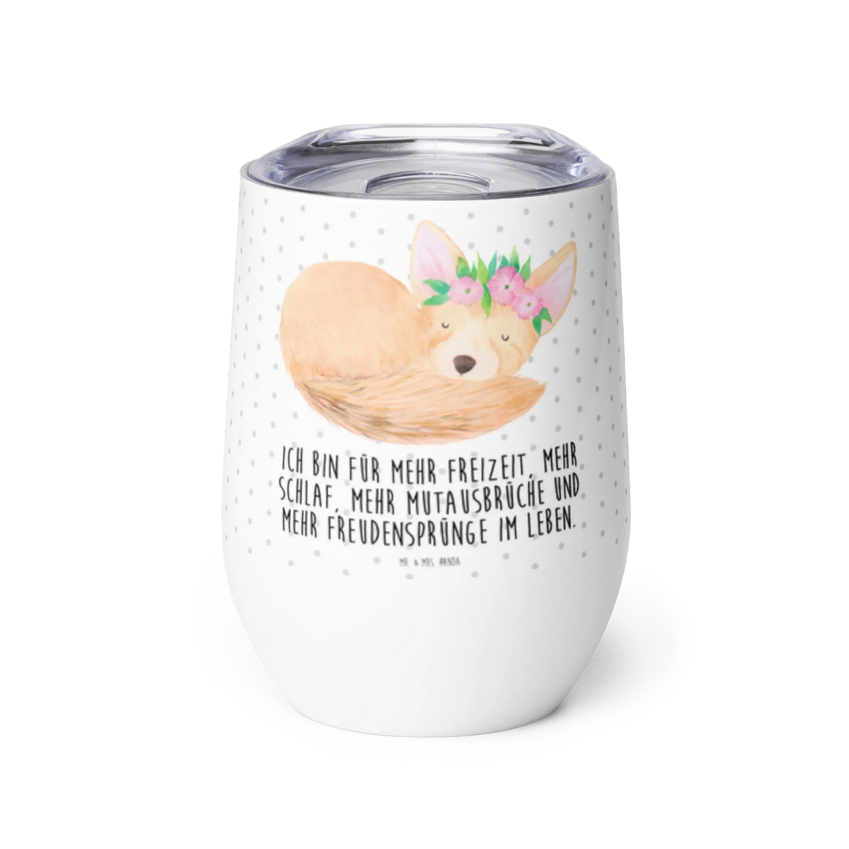 Weinbecher Wüstenfuchs Blumen edelstahl thermobecher, thermosbecher, Reisebecher, edelstahl isolierbecher, Wein Thermobecher, Thermo Becher, motivbecher, Outdoor Becher, reise kaffeebecher, glühwein tasse, isoliertasse, Weinbecher, kaffee tasse, heißgetränkebecher, Edelstahlbecher, Edelstahl Weinbecher, Weintumbler, Isolierbecher, glühweinbecher, Thermobecher, Wildtiere, Afrika, Glücklich, Blumen, Wüste, Blumenkranz, Wüstenfuchs