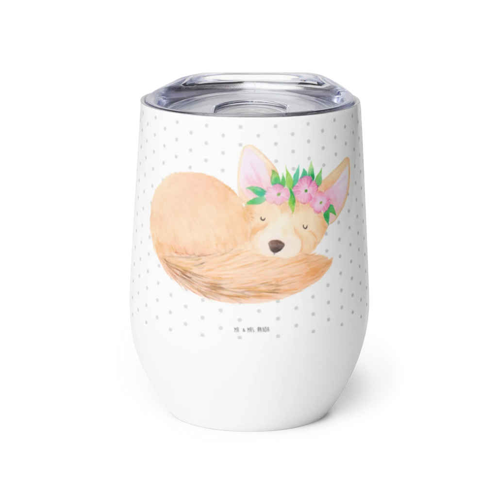 Kieliszek do wina lis pustynny kwiaty Afryka, dzikie zwierzęta