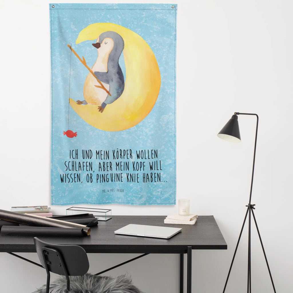 Tapestry Penguin moon Tapestry, Decoration, Wall hanging, Boho, Penguin, North Pole, Winter, Penguins, sleep, falling asleep, guest room, night's rest, insomnia, penguins, bedroom, saying