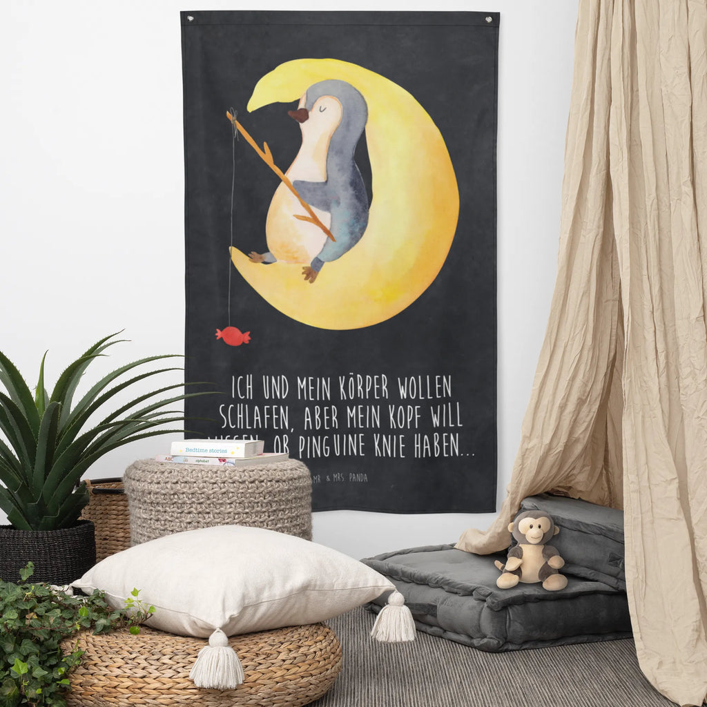 Tapestry Penguin moon Tapestry, Decoration, Wall hanging, Boho, Penguin, North Pole, Winter, Penguins, sleep, falling asleep, guest room, night's rest, insomnia, penguins, bedroom, saying