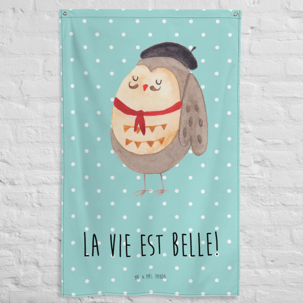 Tapestry Owl France Wall hanging, Tapestry, Decoration, Boho, owl, forest animal, bird, nocturnal, gift ideas, birthday present, illustrated, funny, romantic gift, owl decor, Say French, La vie est belle, Owl, hibou, Owls, Life is beautiful, France, Owl decoration, Say beautiful