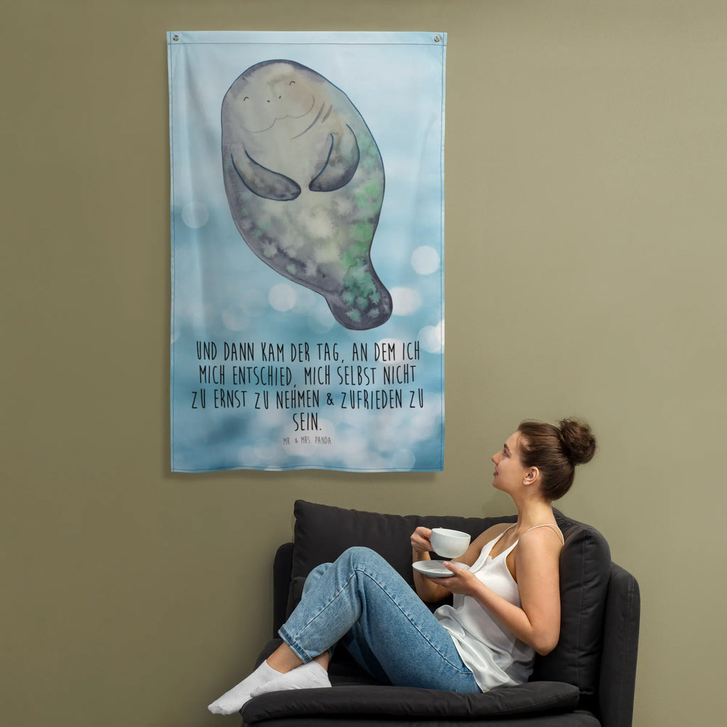 Tapestry manatee happy Boho, Tapestry, Decoration, Wall hanging, Seafood, aquatic animals, ocean, sea, fish, shells, corals, reef, whale, narwhal, sea urchin, lobster, platypus, turtle, manatee, crocodile, orca, shrimp, gifts for seafood lovers, water world, underwater animals, underwater world, vacation, deep sea, seafood fans, gift ideas, seafood decoration, seafood posters, Carefulness, Manatees, Manatee, New beginning, Satisfaction, Girlfriend, Lovesickness, Respect, New start, Self-love