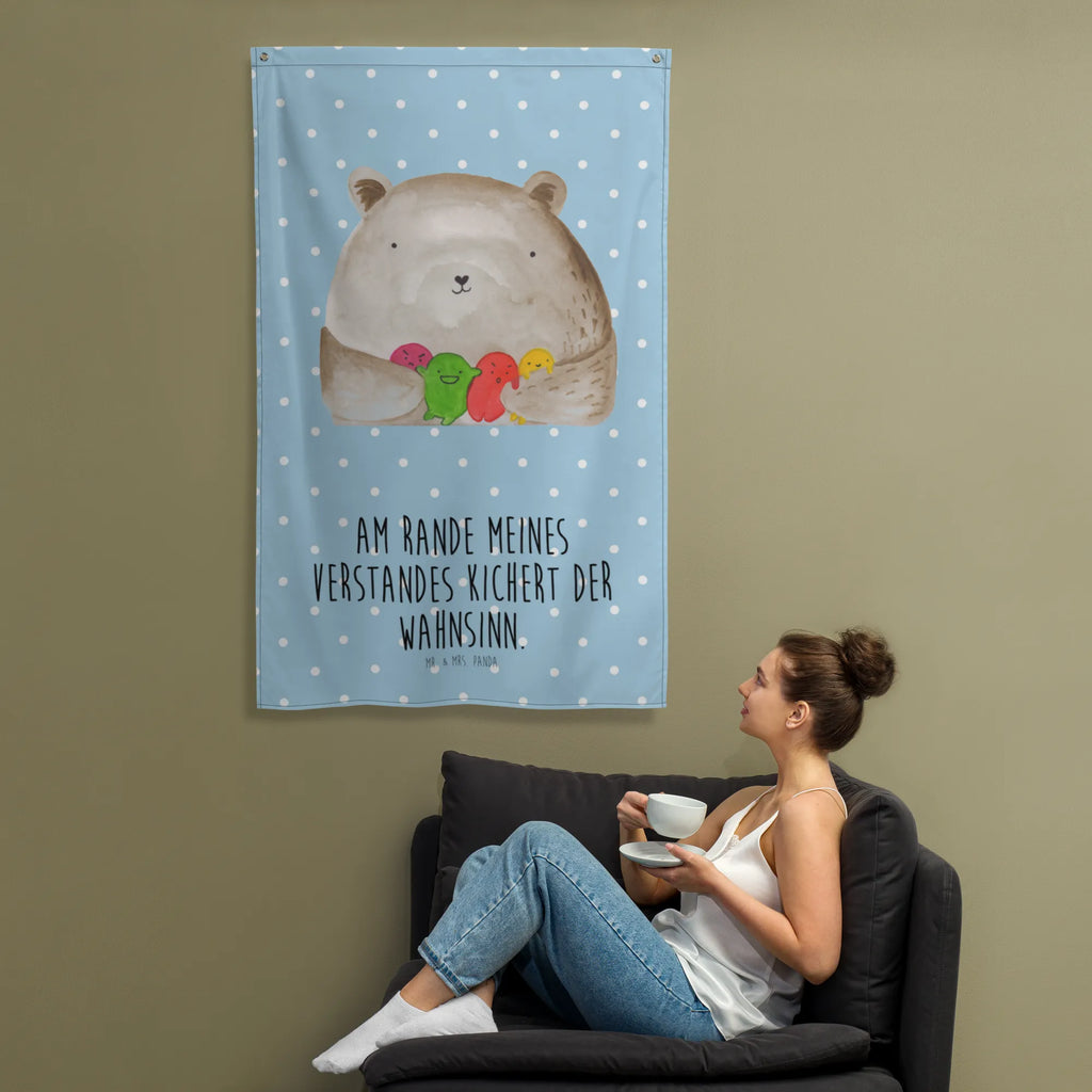 Wandteppich Bär Gefühl Kinderzimmer, Wandtuch, Textil-Kunst, Wandteppich, Wandbehang, Wand Deko, Dekoration, Schmuck-Wandbehang, Kinderzimmer Wand, Tapestry, Kinderzimmer Wanddeko, Tapisserie, Boho, Wanddeko, Wandbild, Kinderzimmer Deko, Bär, Teddy, Teddybär, Verrückt, Wahnsinn, Durchgedreht