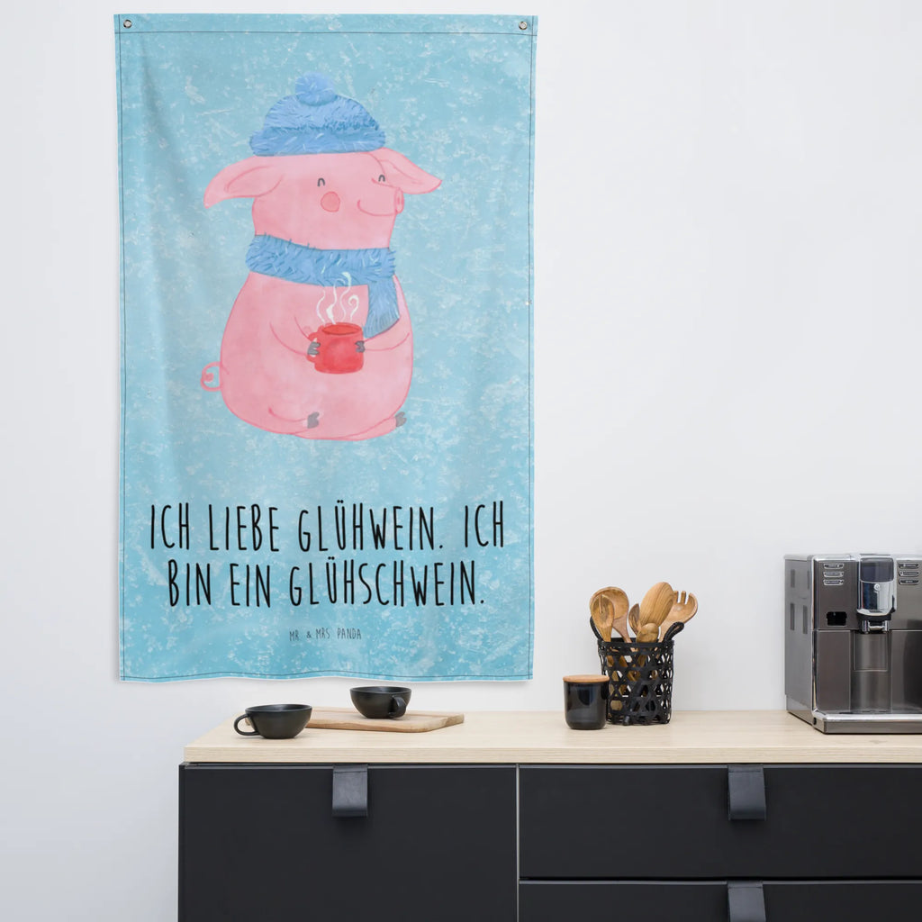 Tapestry Pig Mulled wine Tapestry, Decoration, Boho, Wall hanging, Winter, Christmas, Christmas time, snow, mulled wine, mulled pig, punch, Christmas market