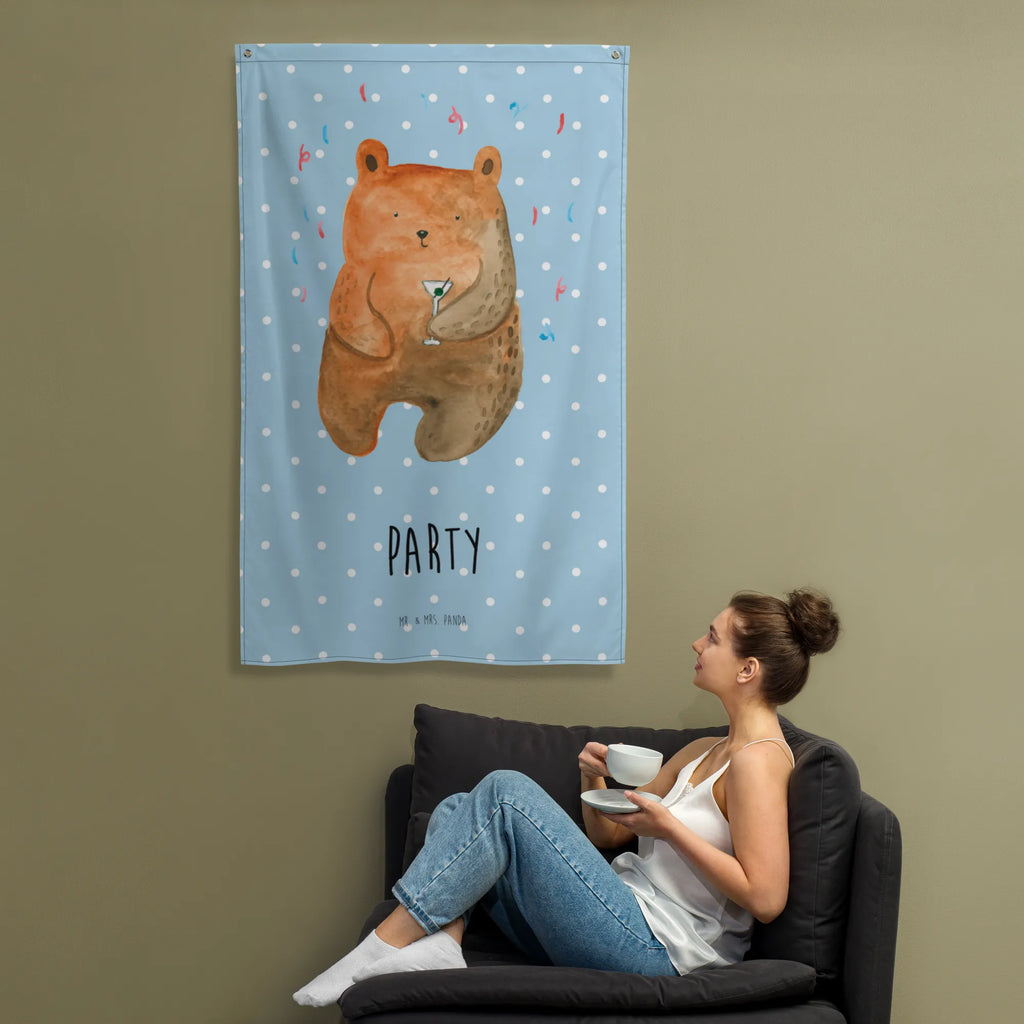 Wandteppich Bär Party Tapestry, Wandtuch, Boho, Wand Deko, Wandbild, Wandteppich, Kinderzimmer Wanddeko, Wandbehang, Textil-Kunst, Kinderzimmer Wand, Tapisserie, Kinderzimmer Deko, Schmuck-Wandbehang, Teddy, Bär, Teddybär, Geschenk, Geburtstag, Gute Laune, Abfeiern, Feiern, Party, Lustig, Mitbringsel, Geburtstagsgeschenk