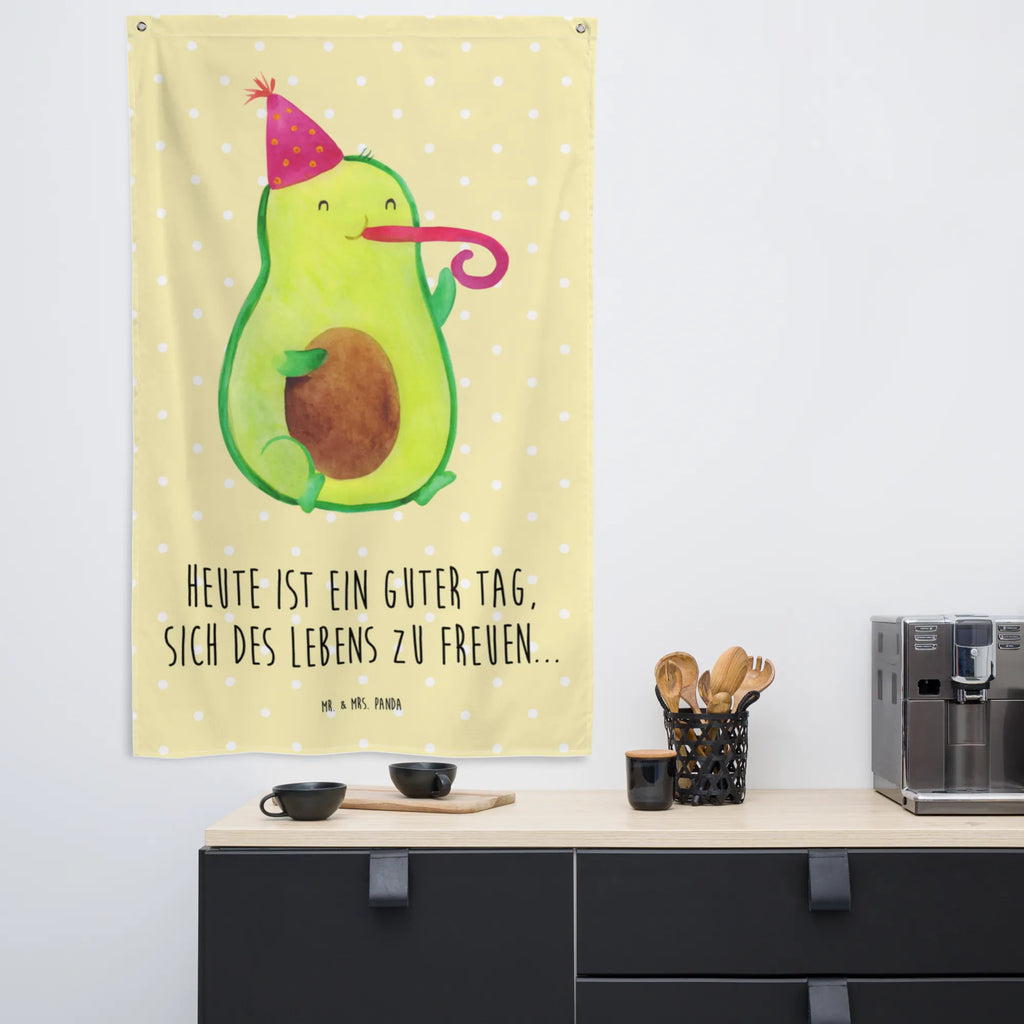 Wandteppich Avocado Partyhupe Wandbehang, Tapestry, Wandbild, Kinderzimmer, Wandtuch, Schmuck-Wandbehang, Kinderzimmer Deko, Textil-Kunst, Dekoration, Wand Deko, Tapisserie, Kinderzimmer Wand, Kinderzimmer Wanddeko, Wanddeko, Wandteppich, Boho, Avocado, Veggie, Vegan, Gesund, Feier, Geburtstag, Fete, Gute Laune, Tröte, Feierlichkeit, Party