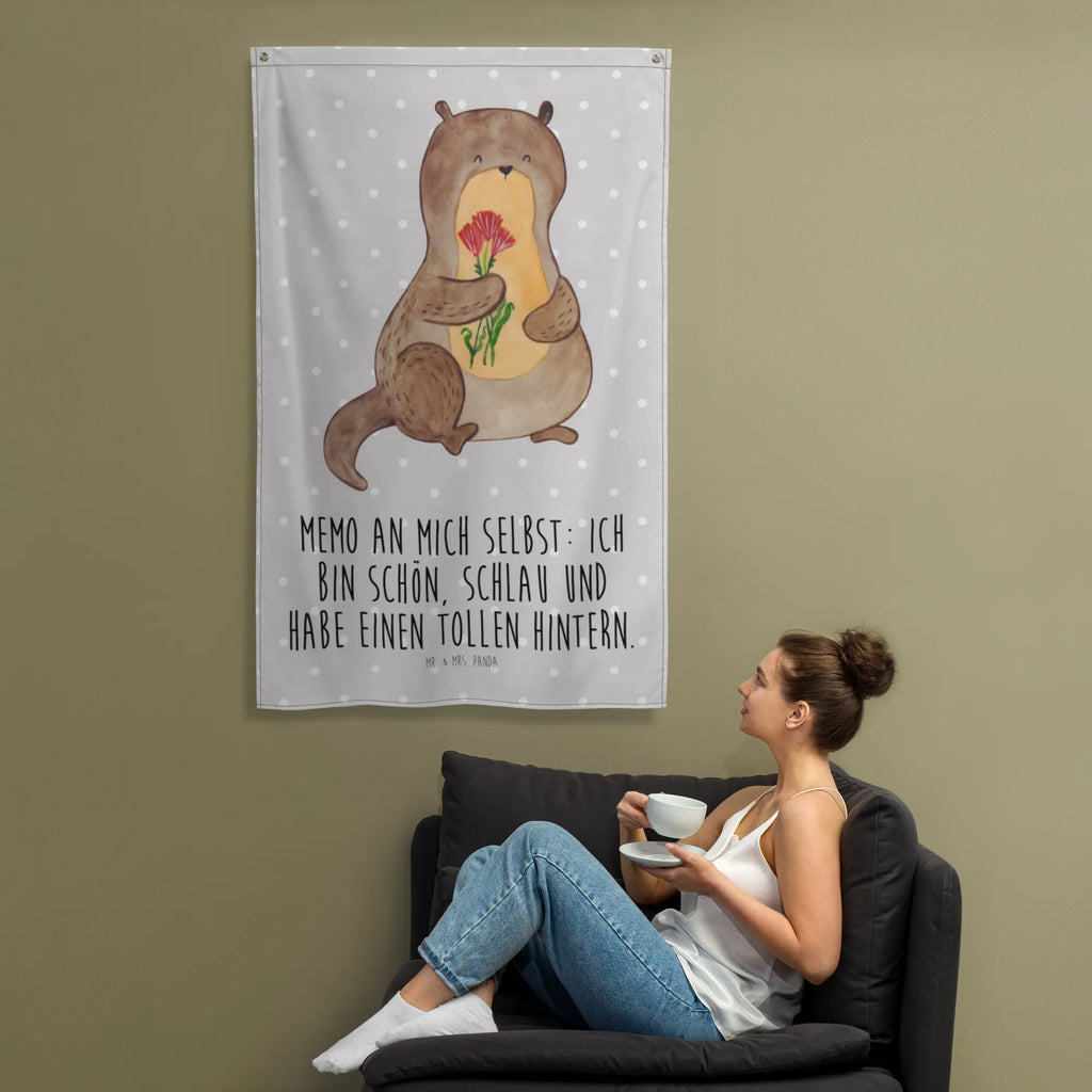 Tapestry otter Bunch of flowers Tapestry, Decoration, Wall hanging, Boho, otter, marten, sea otter, European otter, water mammal, aquatic animal, baby otter, predator, water, otter gifts, animal lover, gift ideas for animal lovers, animal, mammal, water animal, gifts for people in love, Otter Sea Otter Lake Otter