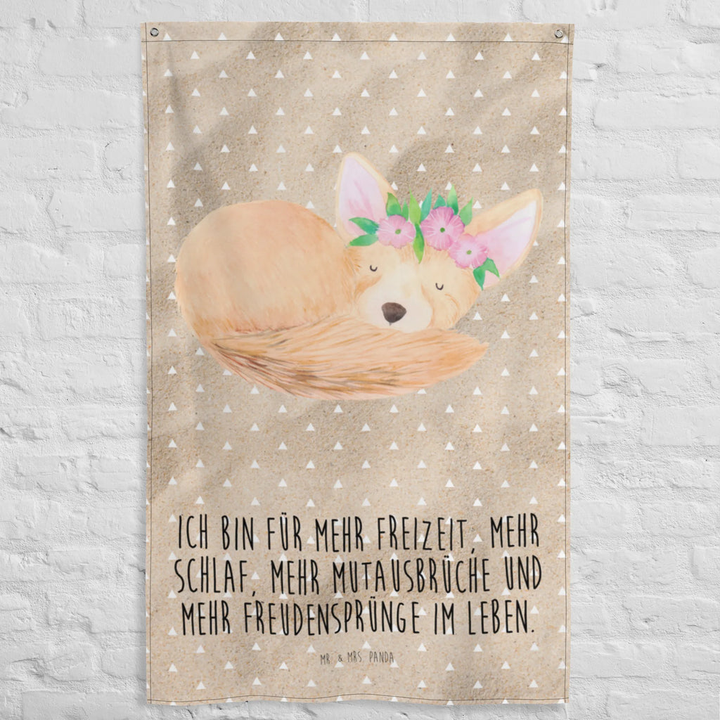 Tapestry desert fox Flower Textil-Kunst, Tapestry, Wandbild, Boho, Kinderzimmer, Wand Deko, Kinderzimmer Wand, Wandtuch, Wandteppich, Tapisserie, Wanddeko, Wandbehang, Kinderzimmer Deko, Kinderzimmer Wanddeko, Dekoration, Schmuck-Wandbehang, Afrika, Wildtiere, Wüste, Wüstenfuchs, Glücklich, Blumen, Blumenkranz