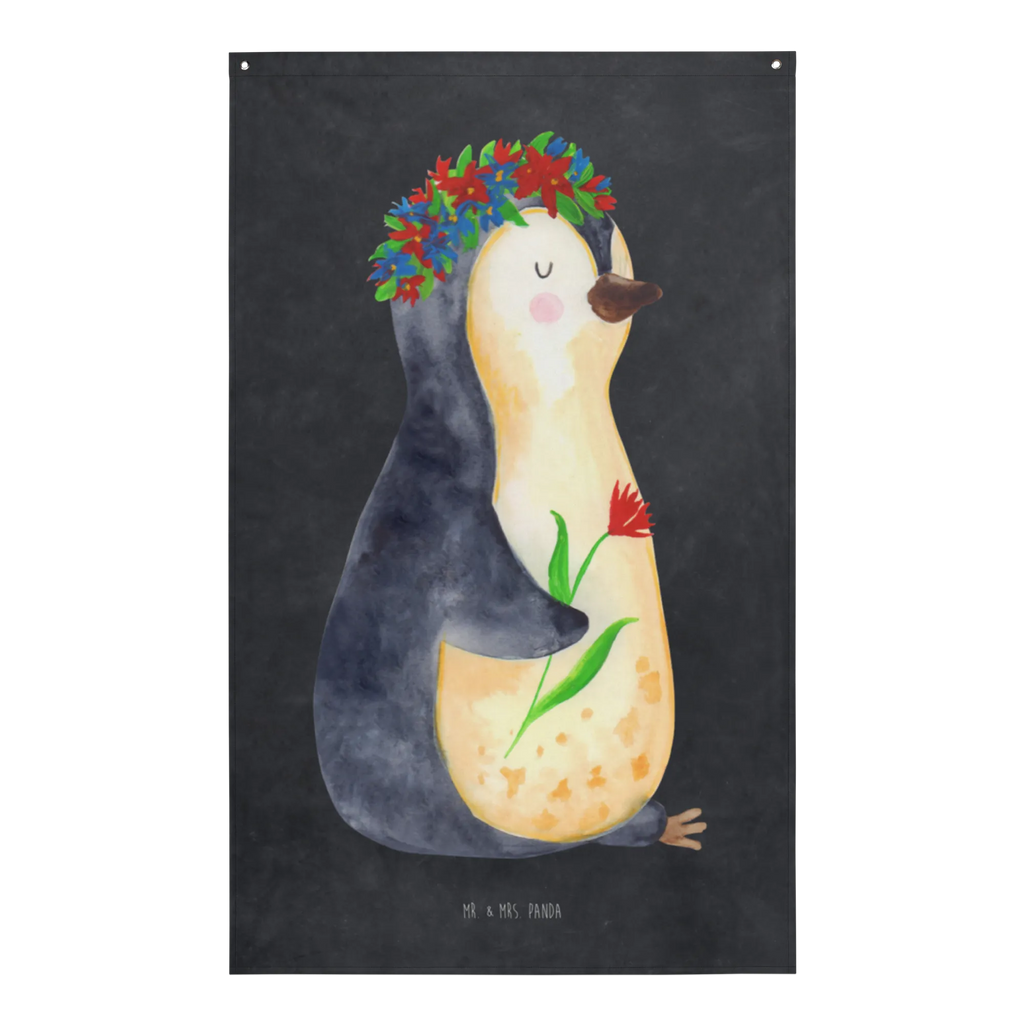 Tapestry Penguin Flower Boho, Wall hanging, Tapestry, Decoration, Penguin, North Pole, Winter, Penguins, gift idea, penguins, lovesickness, love of life, universe, motivation, goals in life, wishes, life, goals, wreath of flowers