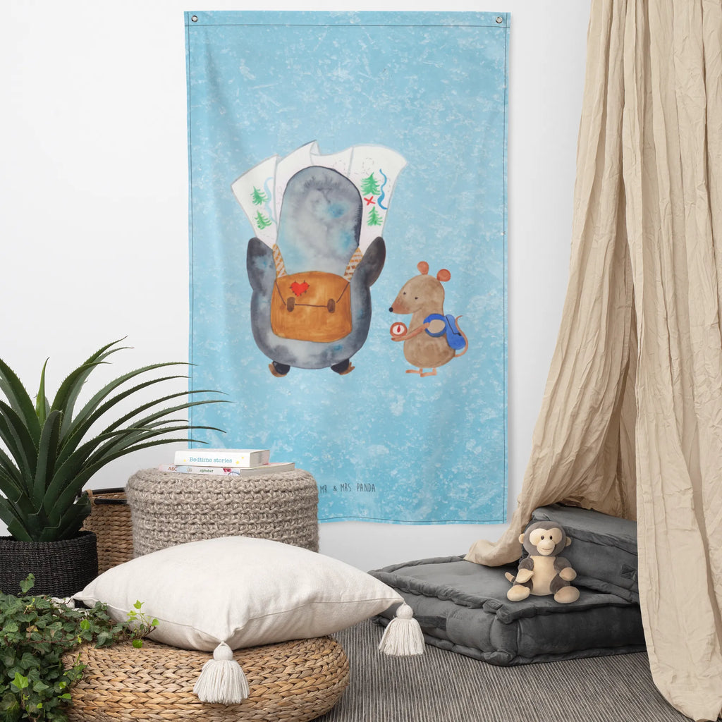 Arrasy Pingwin i Mysz Wędrowcy Kinderzimmer Wand, Schmuck-Wandbehang, Tapisserie, Kinderzimmer Wanddeko, Kinderzimmer Deko, Textil-Kunst, Wanddeko, Wandbehang, Kinderzimmer, Boho, Wand Deko, Tapestry, Wandteppich, Wandtuch, Wandbild, Dekoration, Pinguin, Wanderlust, wandern, Roadtrip, Abenteurer, Ausflug, Pinguine, Abenteuer