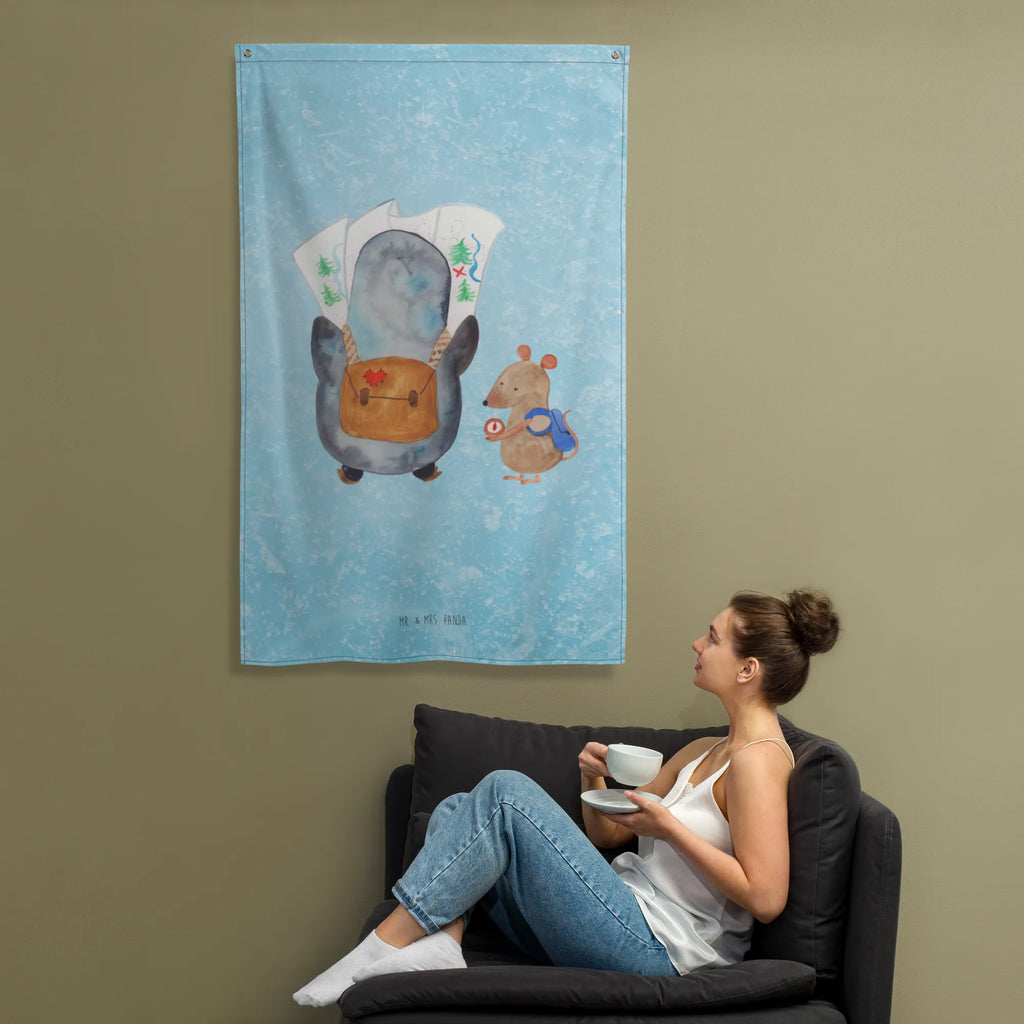 Arrasy Pingwin i Mysz Wędrowcy Kinderzimmer Wand, Schmuck-Wandbehang, Tapisserie, Kinderzimmer Wanddeko, Kinderzimmer Deko, Textil-Kunst, Wanddeko, Wandbehang, Kinderzimmer, Boho, Wand Deko, Tapestry, Wandteppich, Wandtuch, Wandbild, Dekoration, Pinguin, Wanderlust, wandern, Roadtrip, Abenteurer, Ausflug, Pinguine, Abenteuer