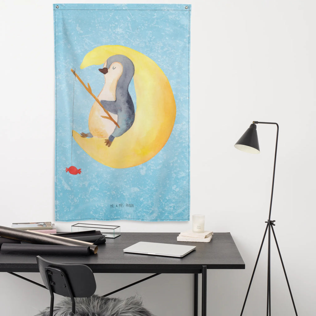 Tapestry Penguin moon Tapestry, Decoration, Wall hanging, Boho, Penguin, North Pole, Winter, Penguins, sleep, falling asleep, guest room, night's rest, insomnia, penguins, bedroom, saying