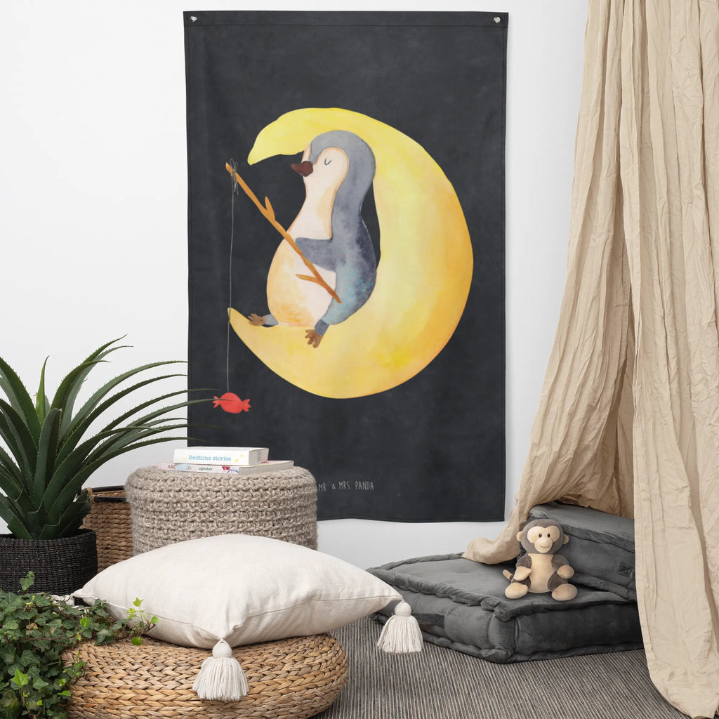 Tapestry Penguin moon Tapestry, Decoration, Wall hanging, Boho, Penguin, North Pole, Winter, Penguins, sleep, falling asleep, guest room, night's rest, insomnia, penguins, bedroom, saying