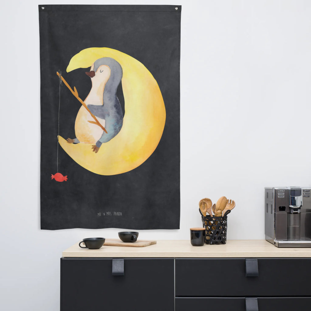 Tapestry Penguin moon Tapestry, Decoration, Wall hanging, Boho, Penguin, North Pole, Winter, Penguins, sleep, falling asleep, guest room, night's rest, insomnia, penguins, bedroom, saying
