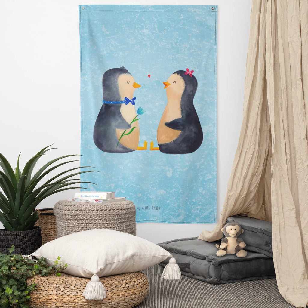 Tapestry Penguin pair Wandbild, Kinderzimmer, Wand Deko, Dekoration, Boho, Wanddeko, Wandbehang, Kinderzimmer Wand, Kinderzimmer Wanddeko, Schmuck-Wandbehang, Textil-Kunst, Kinderzimmer Deko, Tapestry, Tapisserie, Wandtuch, Wandteppich, Pinguin, Pinguine, Hochzeitstag, Hochzeit, Liebesbeweis, Liebe, Verlobung, Jahrestag, große Liebe, Hochzeitsgeschenk, Liebesgeschenk, Traumpaar, Liebespaar