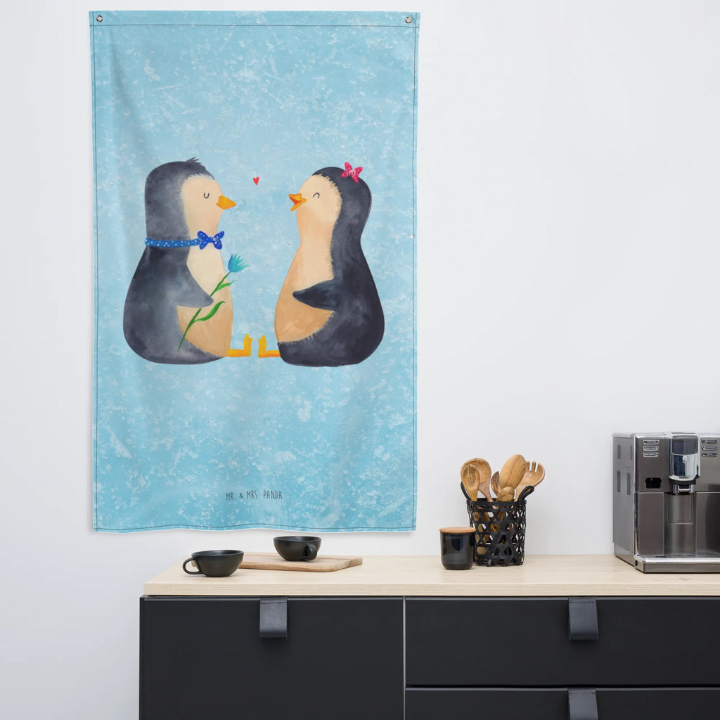 Tapestry Penguin pair Wandbild, Kinderzimmer, Wand Deko, Dekoration, Boho, Wanddeko, Wandbehang, Kinderzimmer Wand, Kinderzimmer Wanddeko, Schmuck-Wandbehang, Textil-Kunst, Kinderzimmer Deko, Tapestry, Tapisserie, Wandtuch, Wandteppich, Pinguin, Pinguine, Hochzeitstag, Hochzeit, Liebesbeweis, Liebe, Verlobung, Jahrestag, große Liebe, Hochzeitsgeschenk, Liebesgeschenk, Traumpaar, Liebespaar
