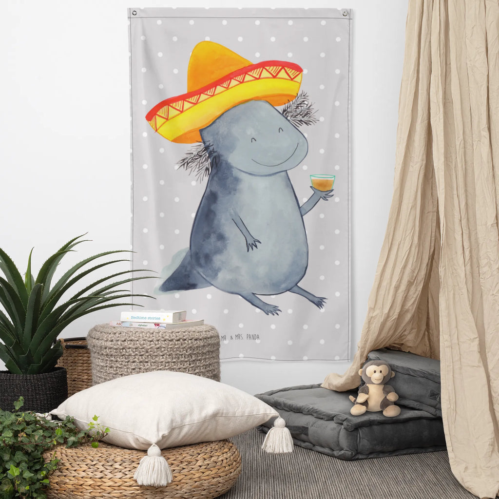 Tapestry axolotl tequila Decoration, Wall hanging, Tapestry, Boho, Axolotl, Axelotl, marine animals, Mexican walking fish, salamander, Axolot, Motivation, Amphibian, Fire Dragon, Fire Salamander, Mexico, Tequila, Saying, Sombrero, Lemon, Tail Lurch